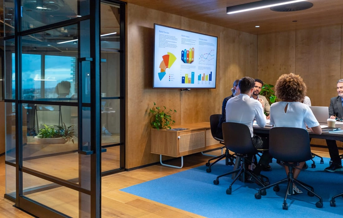 group of business people meeting at conference table