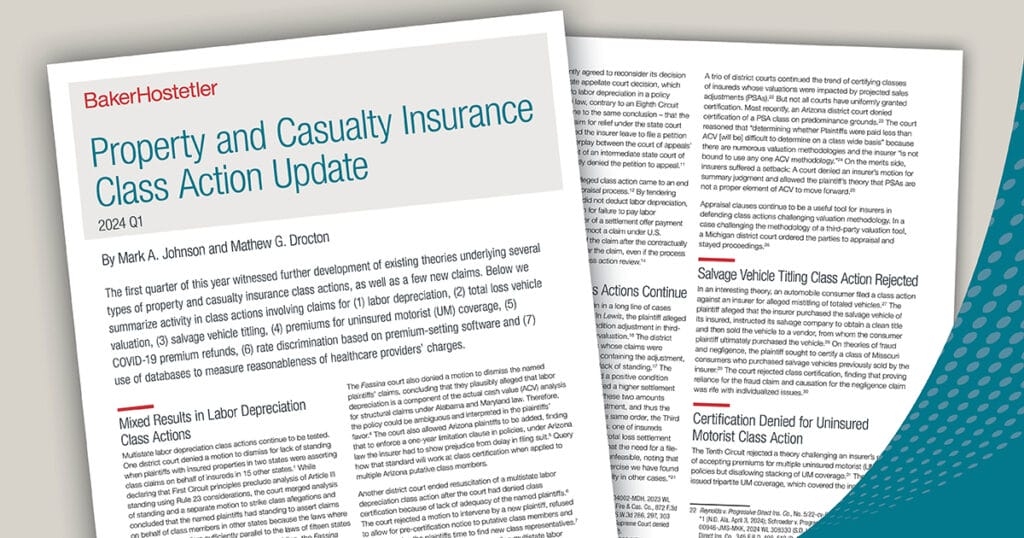 Property and Casualty Insurance Class Action Update, 2024 Q1